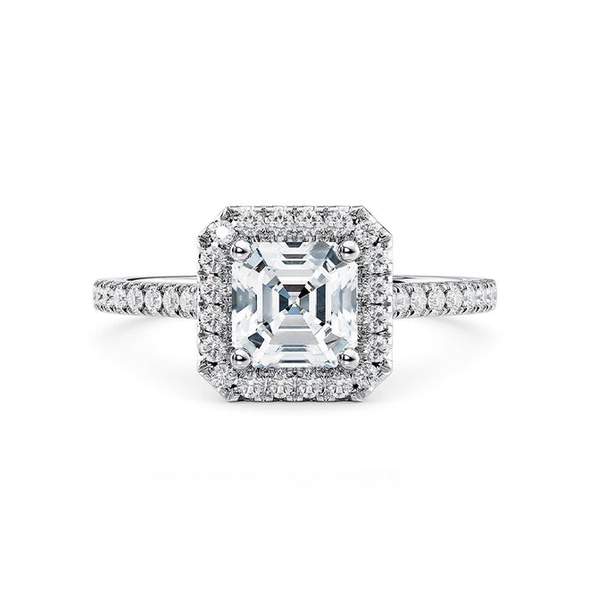 Asscher Halo Ring 14K Weissgold DB