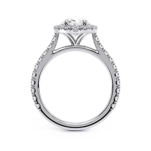 Oval Halo Ring 14K Weissgold DB